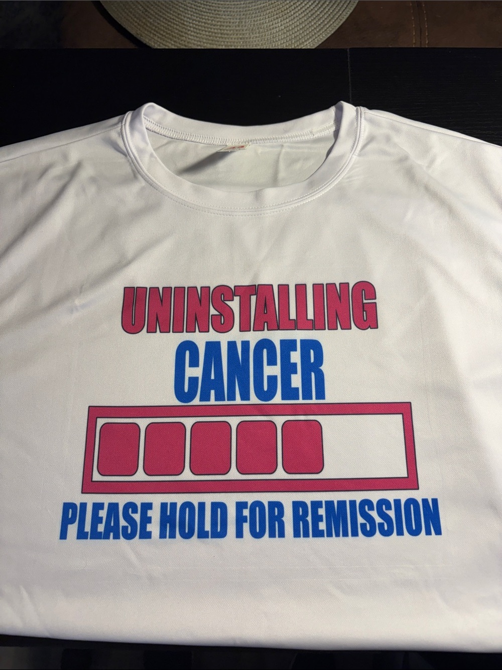 White 'Uninstalling Cancer' Graphic Crew Tee